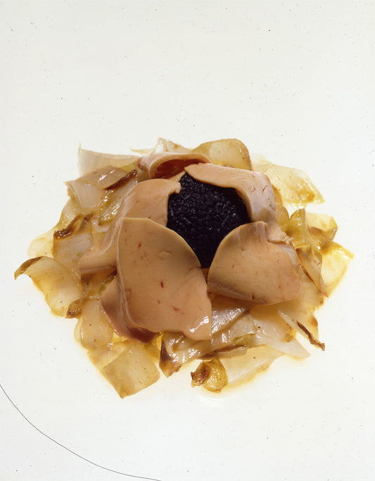 Sauteed Belgian Endive With Melted Foie Gras and Champagne-Poached Black Truffle