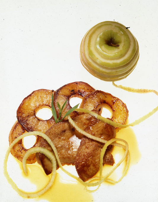 Crisped Sauteed Foie Gras with Buttered Golden Delicious Apples and Melfor Vinegar